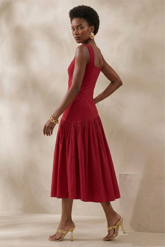 Olera Midi Dress - Red