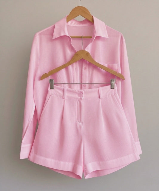 Capri Pastel Linen Set - Pink