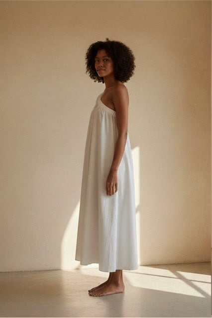 Lela Cotton Midi Dress - White