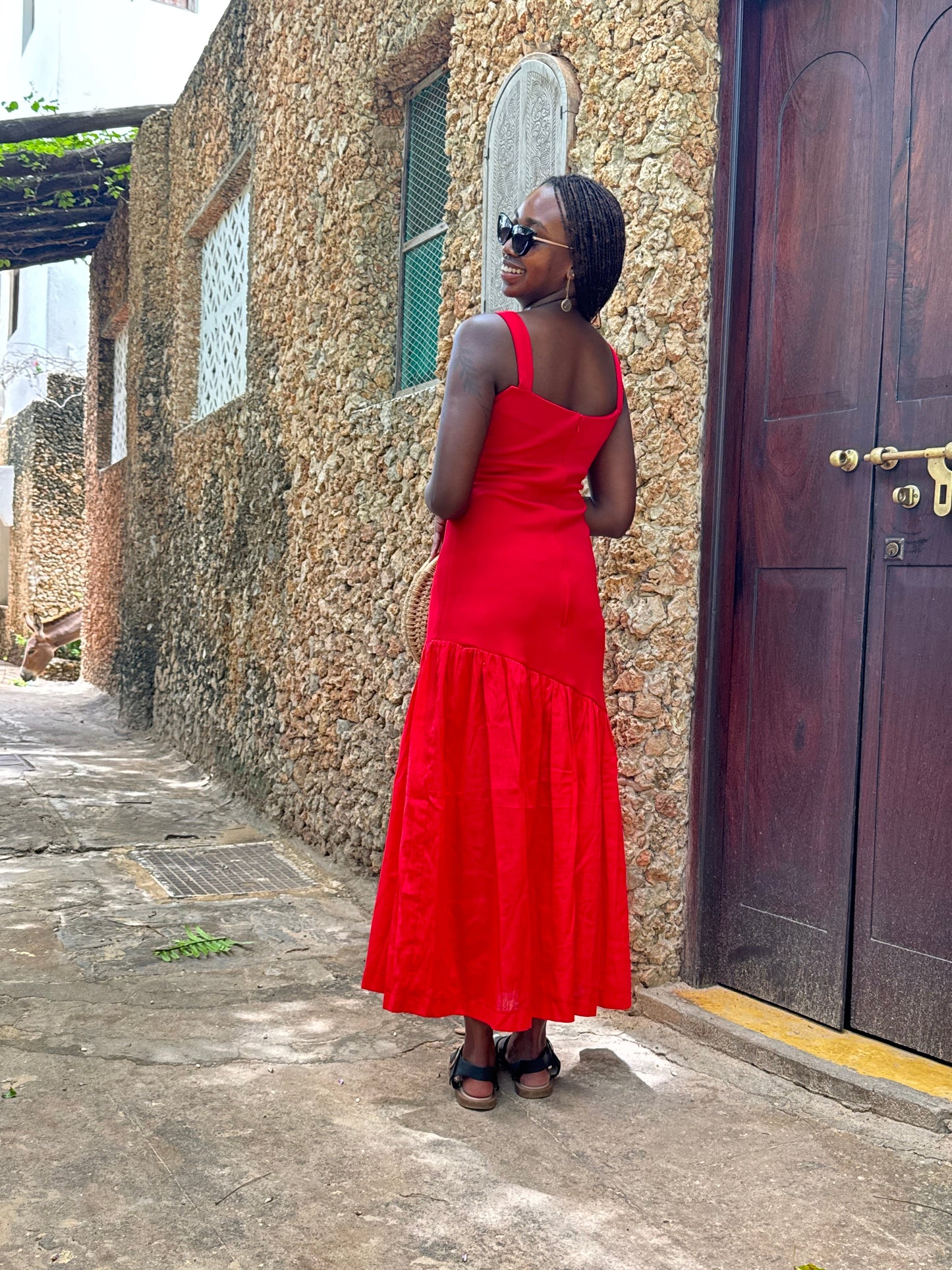 Olera Midi Dress - Red