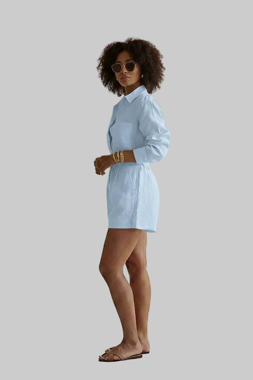 Capri Pastel Linen Set -Baby Blue