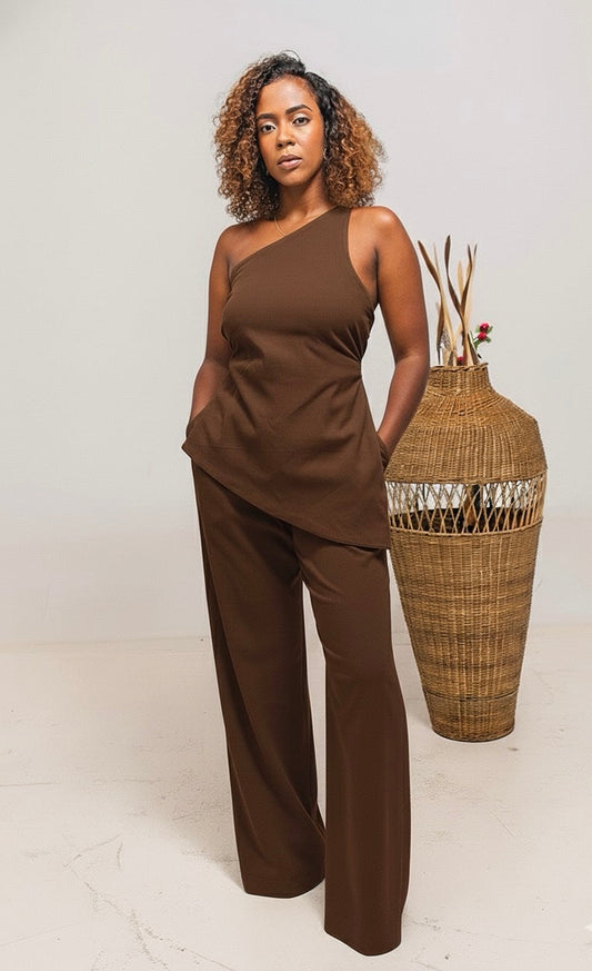 Jani Strapy Linen Set - Coffee