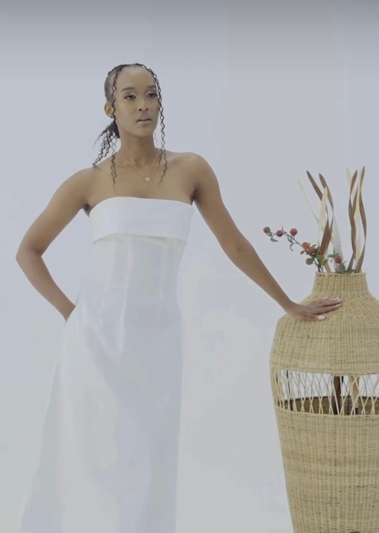 Velora Cotton Midi Dress - White