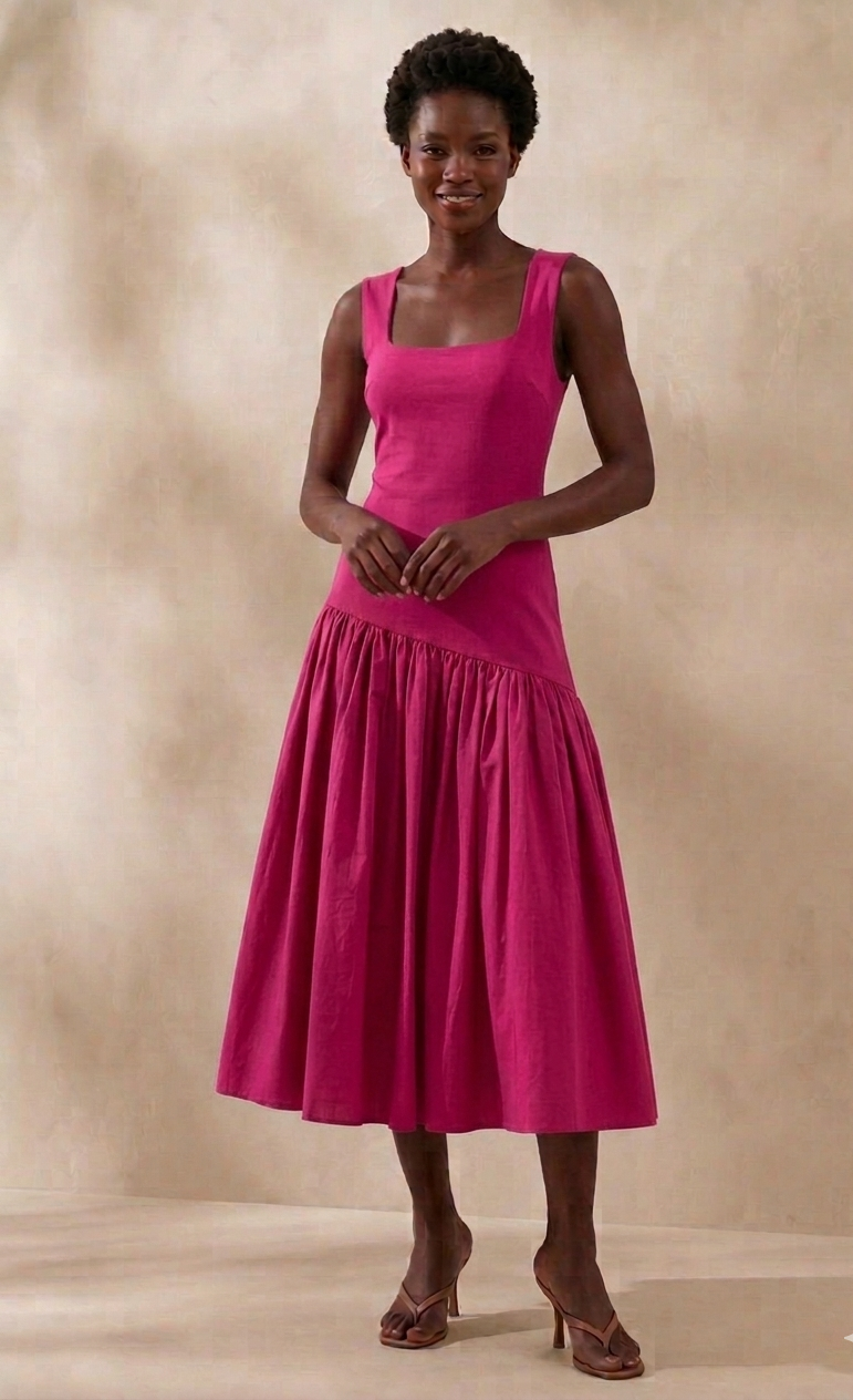 Olera Midi Dress - Pink