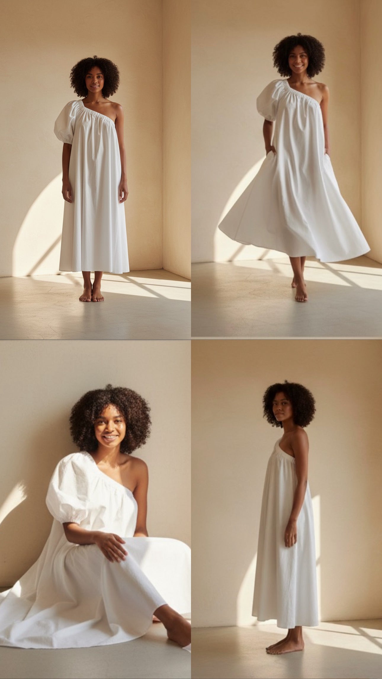 Lela Cotton Midi Dress - White