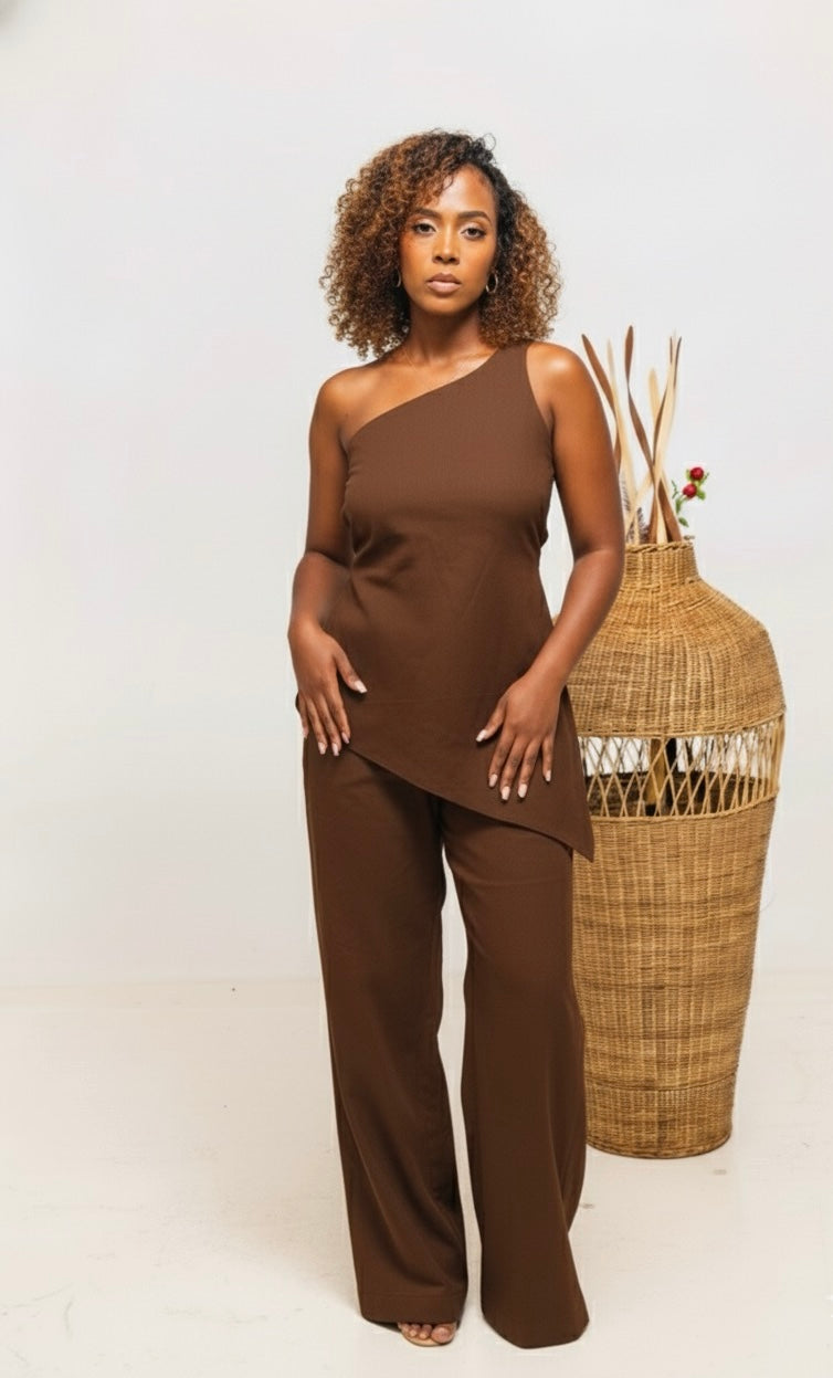 Jani Strapy Linen Set - Coffee
