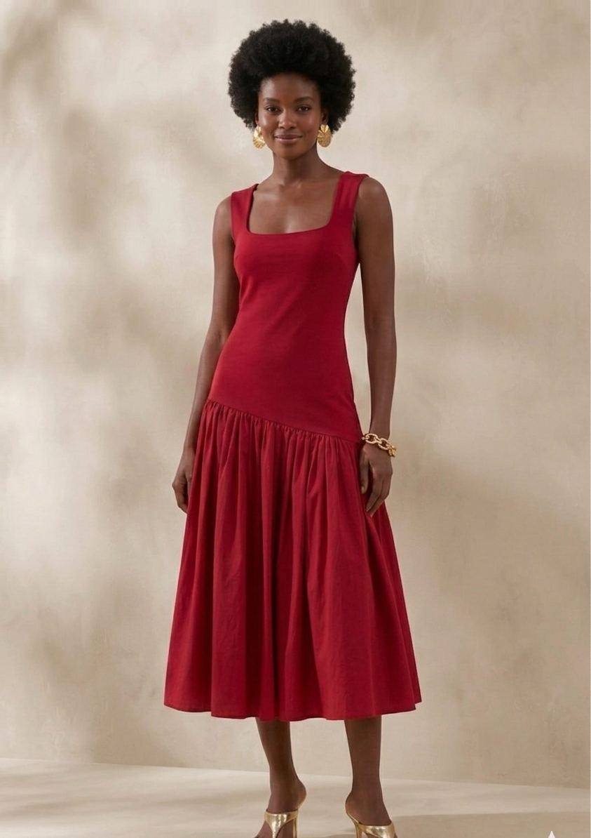 Olera Midi Dress - Red