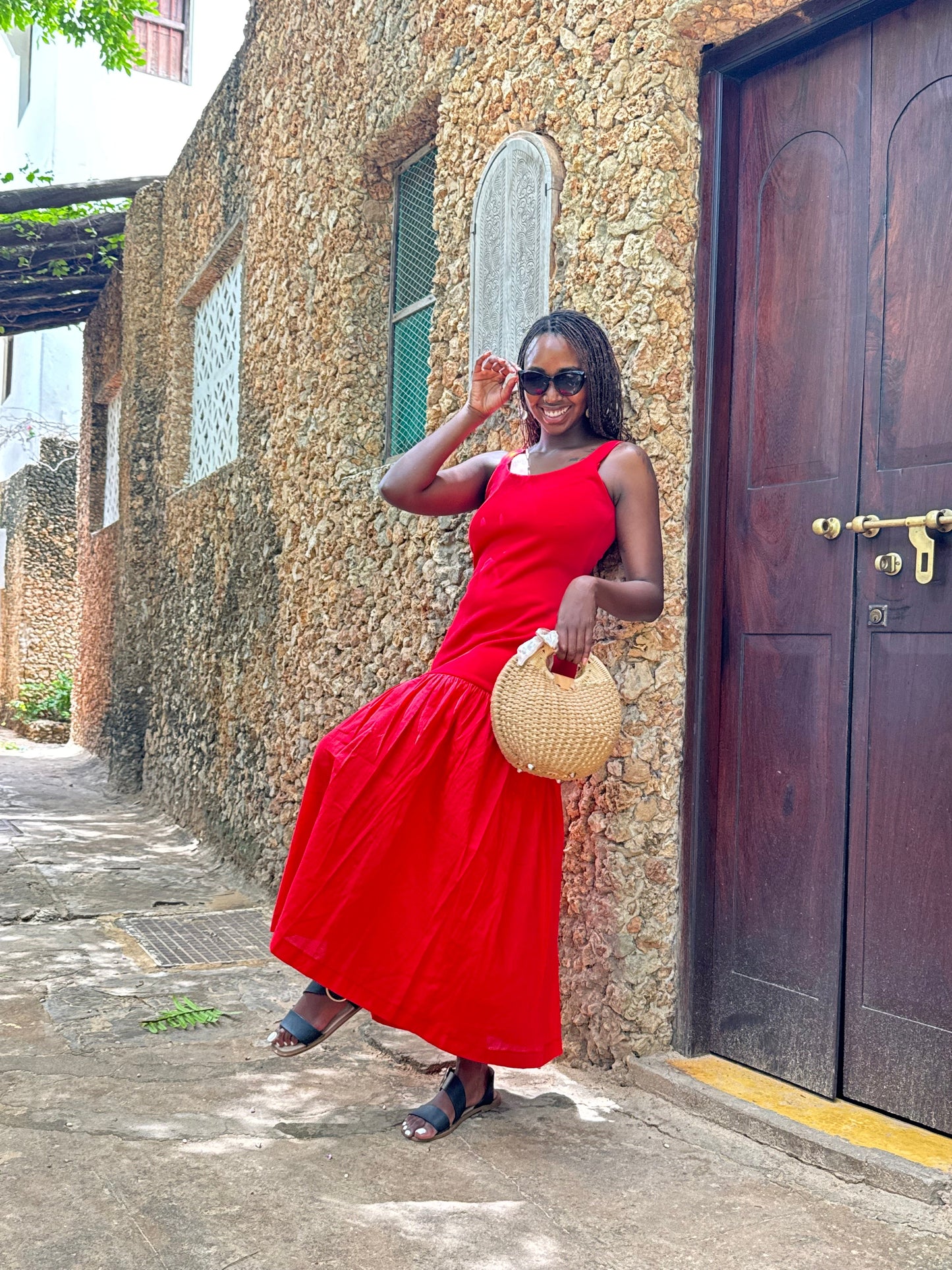 Olera Midi Dress - Red