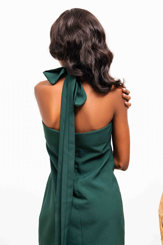 Halter Mini Dress - Green