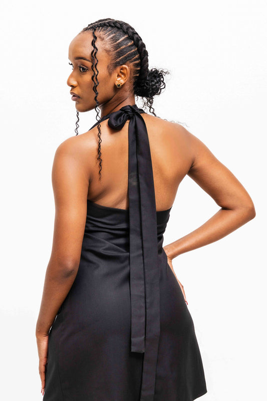 Halter Mini Dress - Black