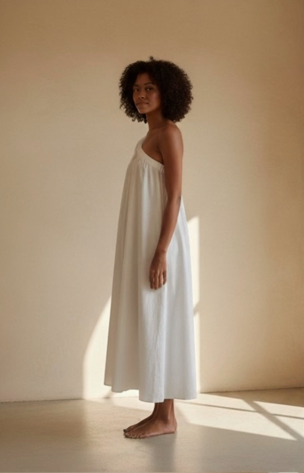 Lela Cotton Midi Dress - White