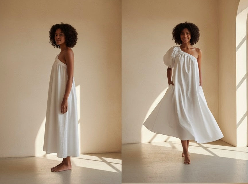 Lela Cotton Midi Dress - White