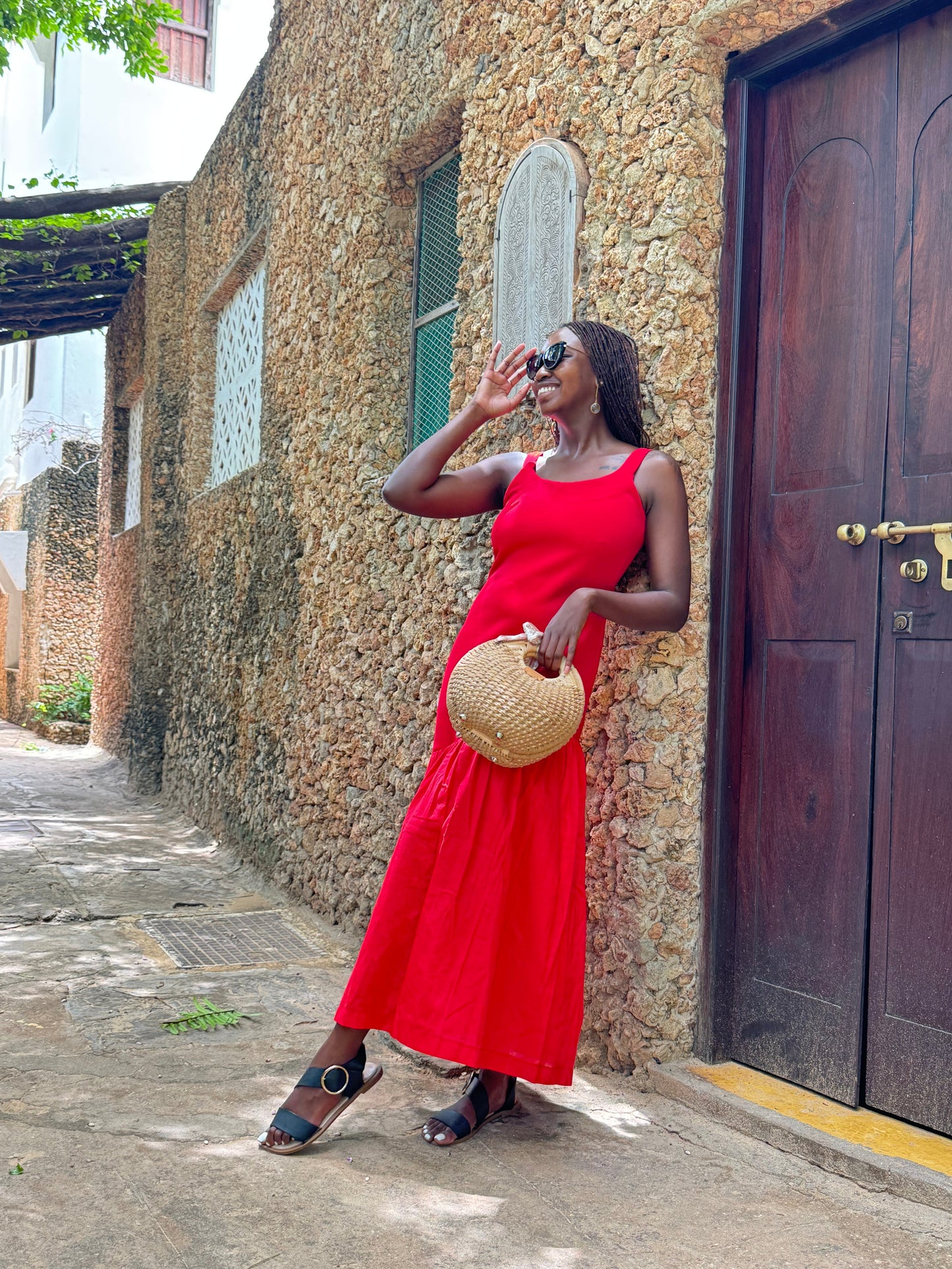 Olera Midi Dress - Red