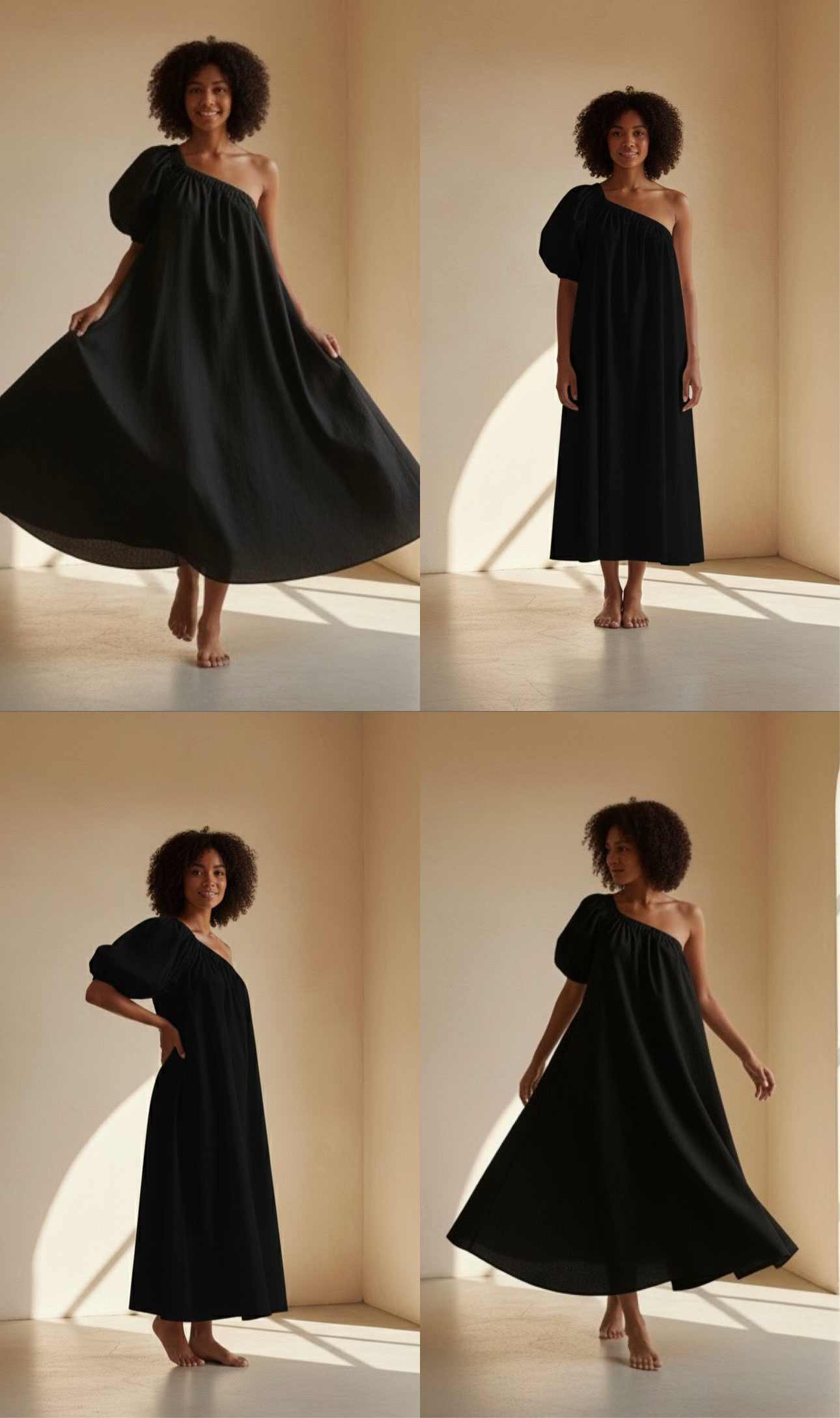 Lela Cotton Midi Dress - Black
