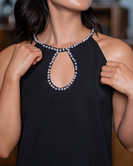 Havana Pearl Mini Dress - Black