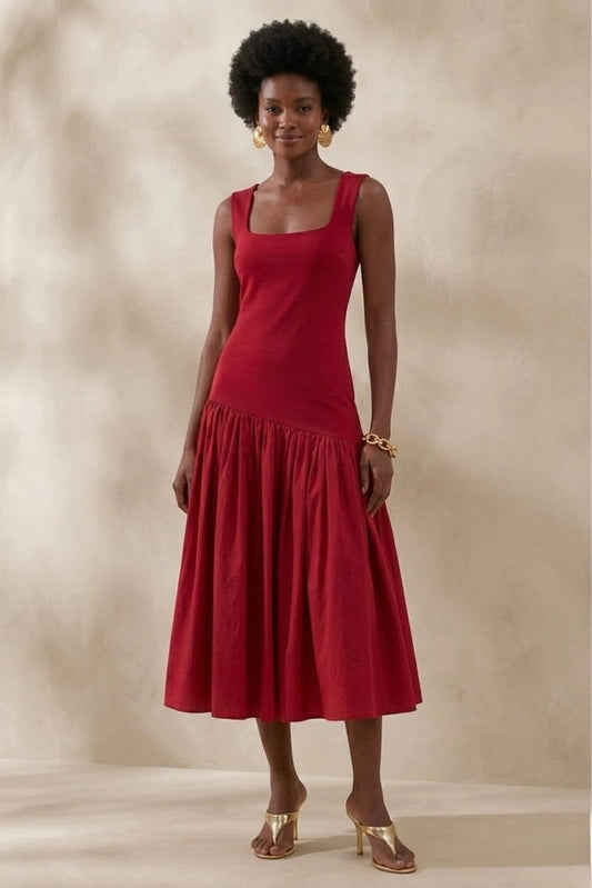 Olera Midi Dress - Red