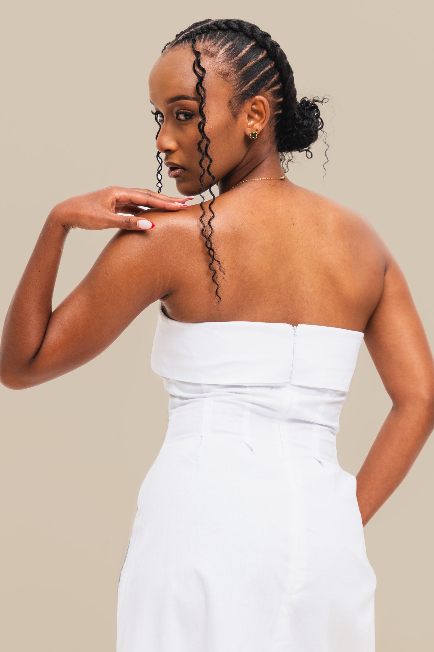 Velora Cotton Midi Dress - White