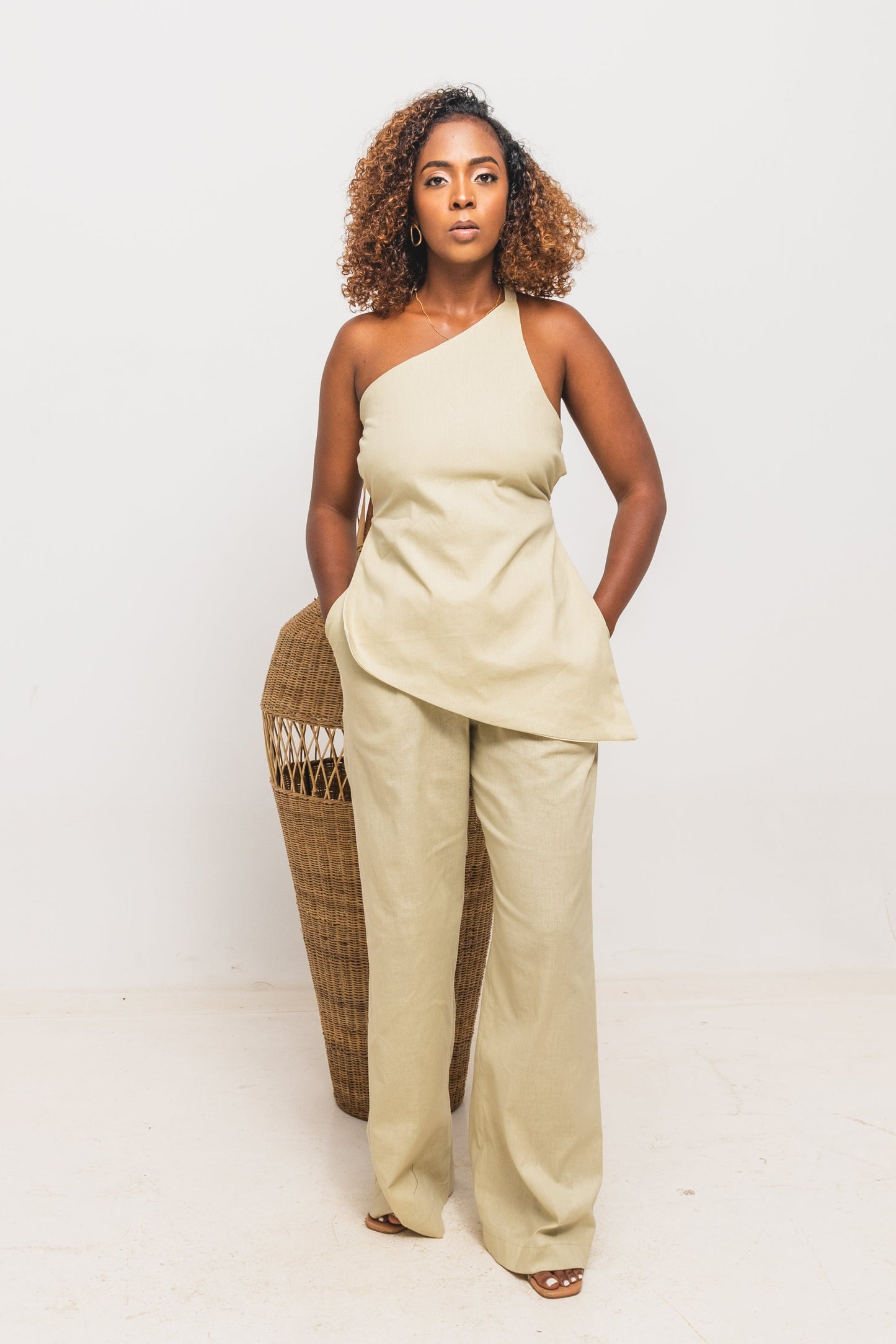 Jani Strapy Linen Set - Beige